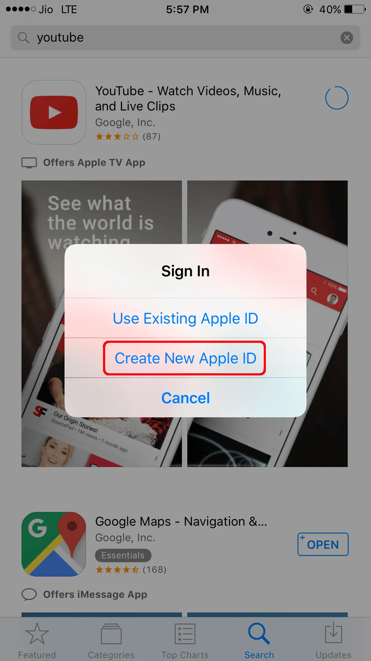 Apple ID Sign In Popup App Store