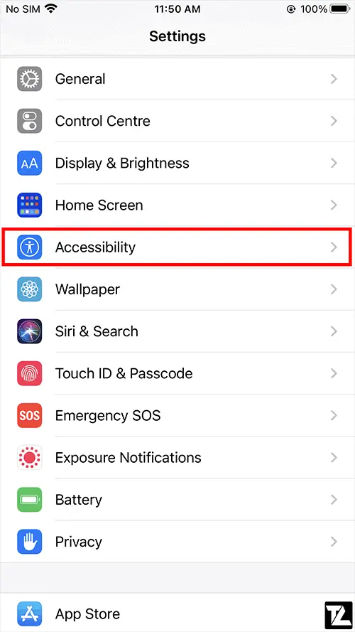 Select Accessibility Settings - iPhone