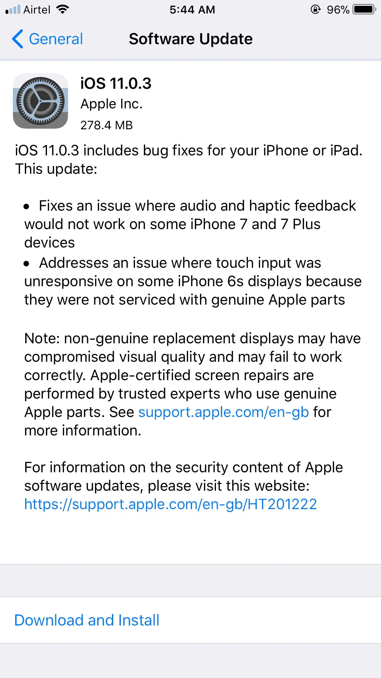 iOS 11.0.3 Release Notes