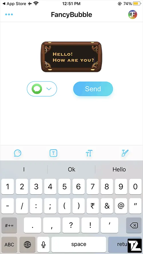 FancyBubble App Type Message