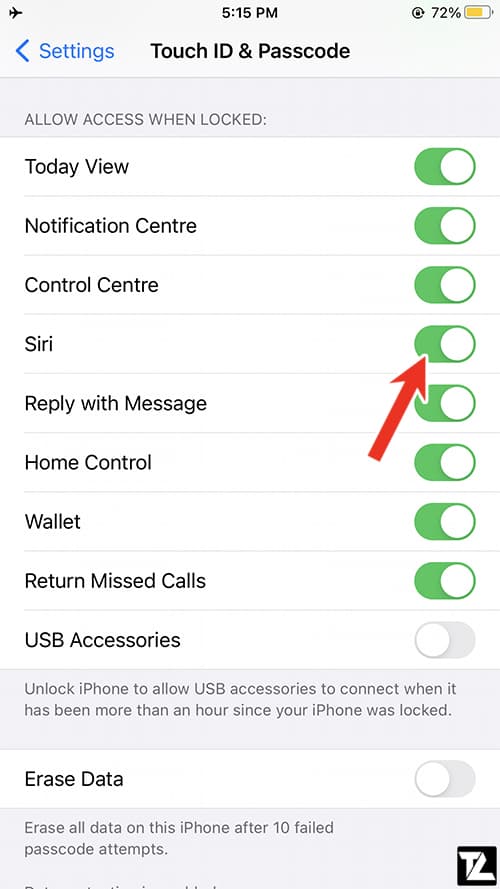 iPhone Allow Siri Access when locked