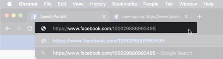 Enter Profile ID Next to Facebook URL on Mac