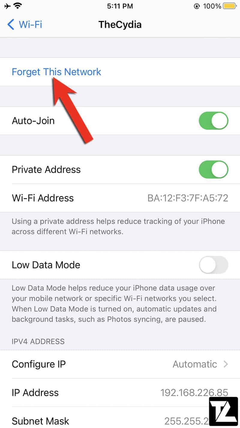 iPhone Forget Wi-Fi Network