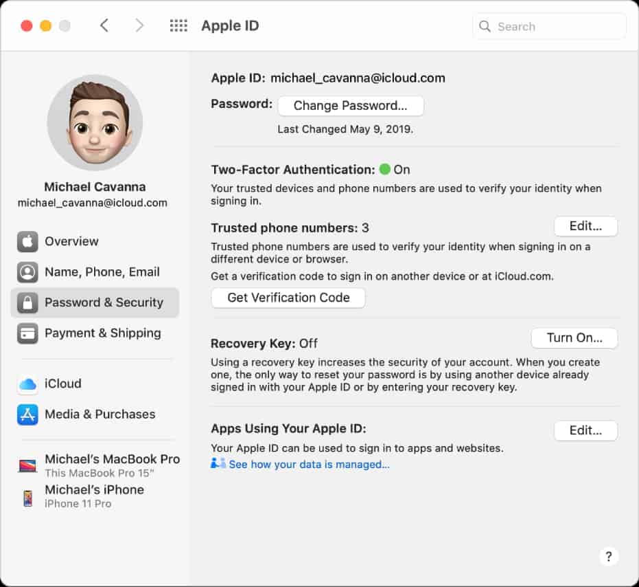 macOS Apple ID Password & Security