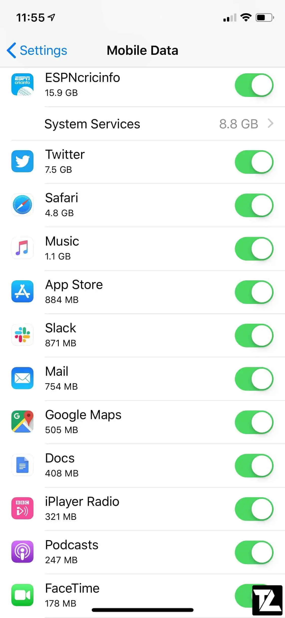 Celluar Access Settings for Apps
