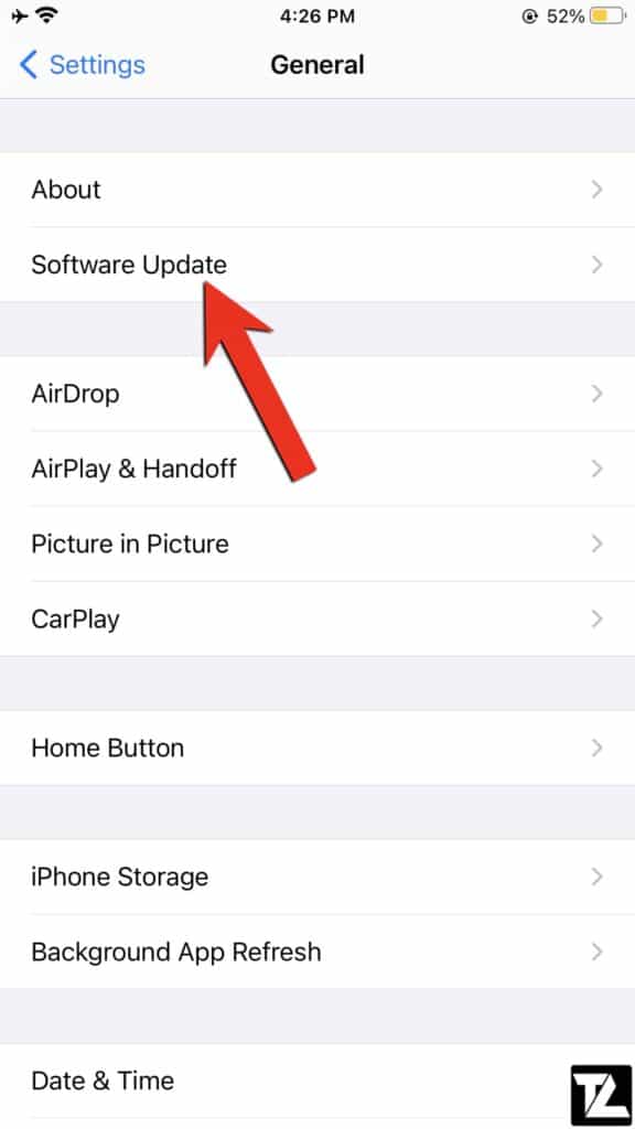 iPhone Software Update Settings