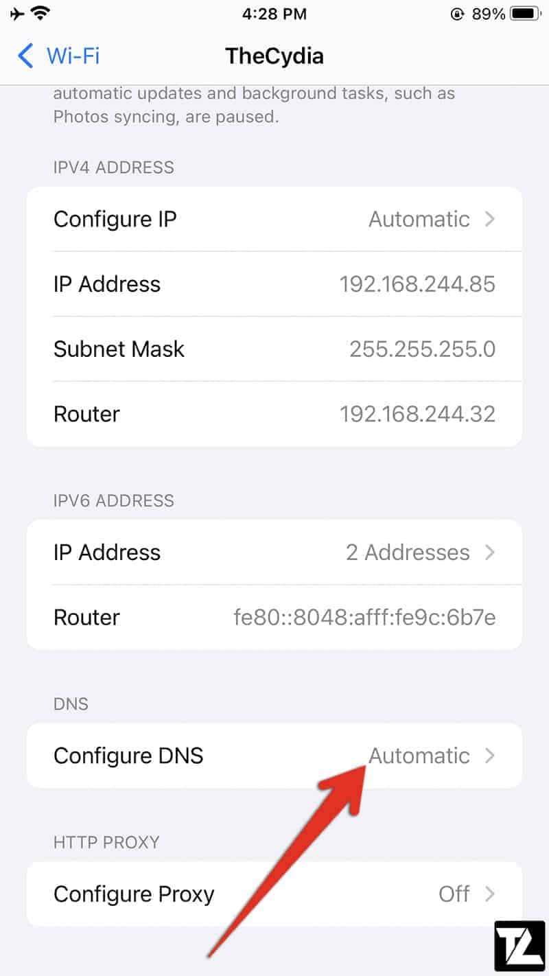 iOS Configure DNS Wi-Fi Settings
