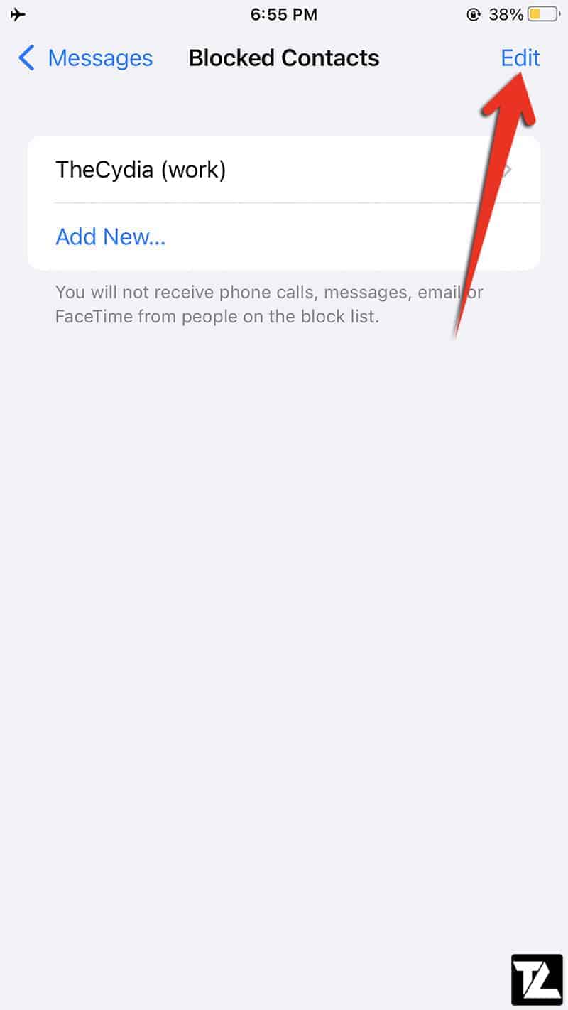 iOS Edit Blocked Contacts Messages Settings