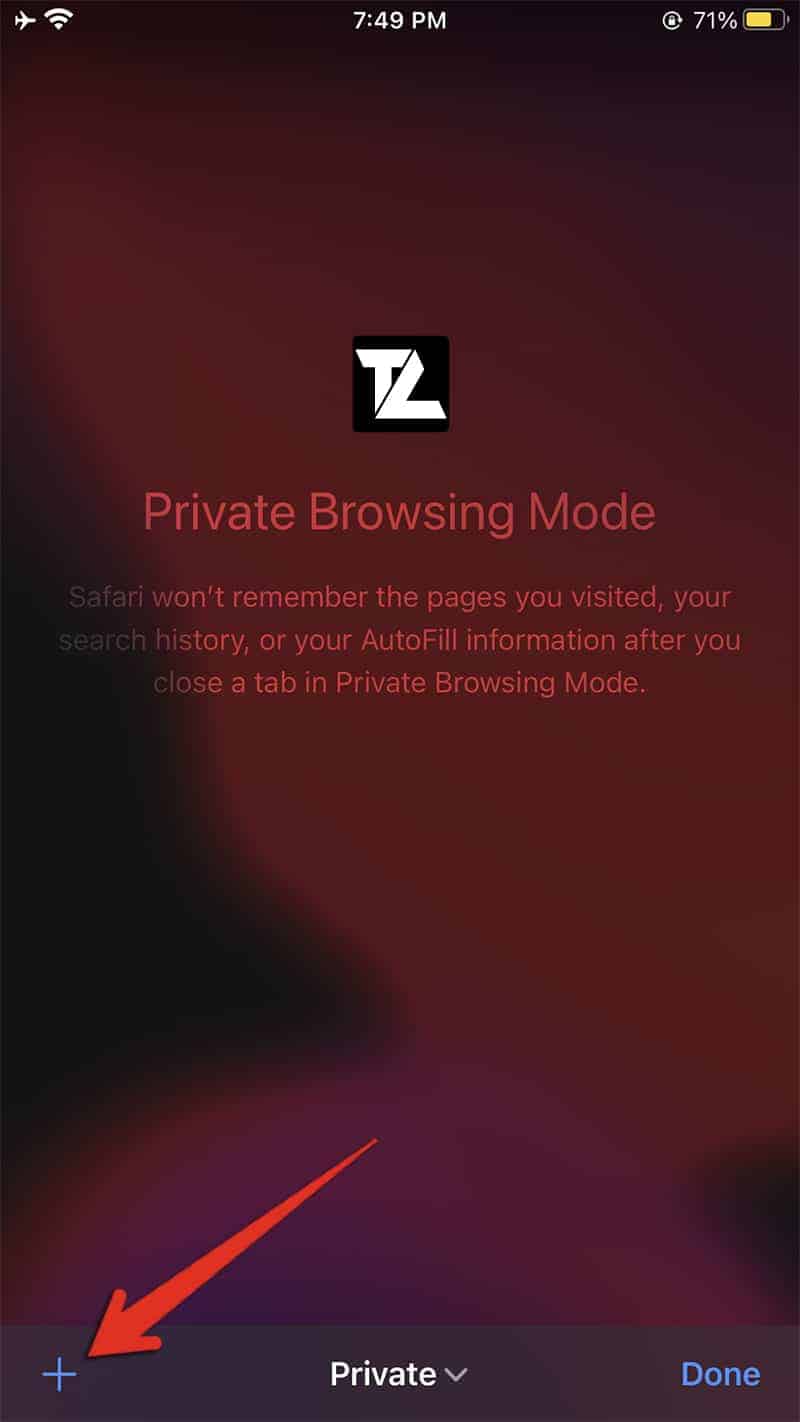 iOS Safari New Private Window