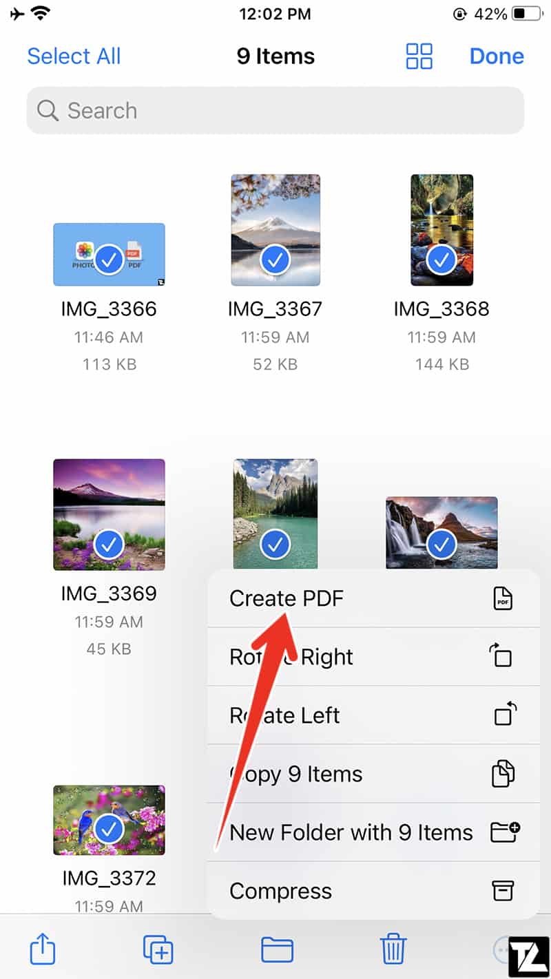 iOS Files app Create PDF from Selected Images