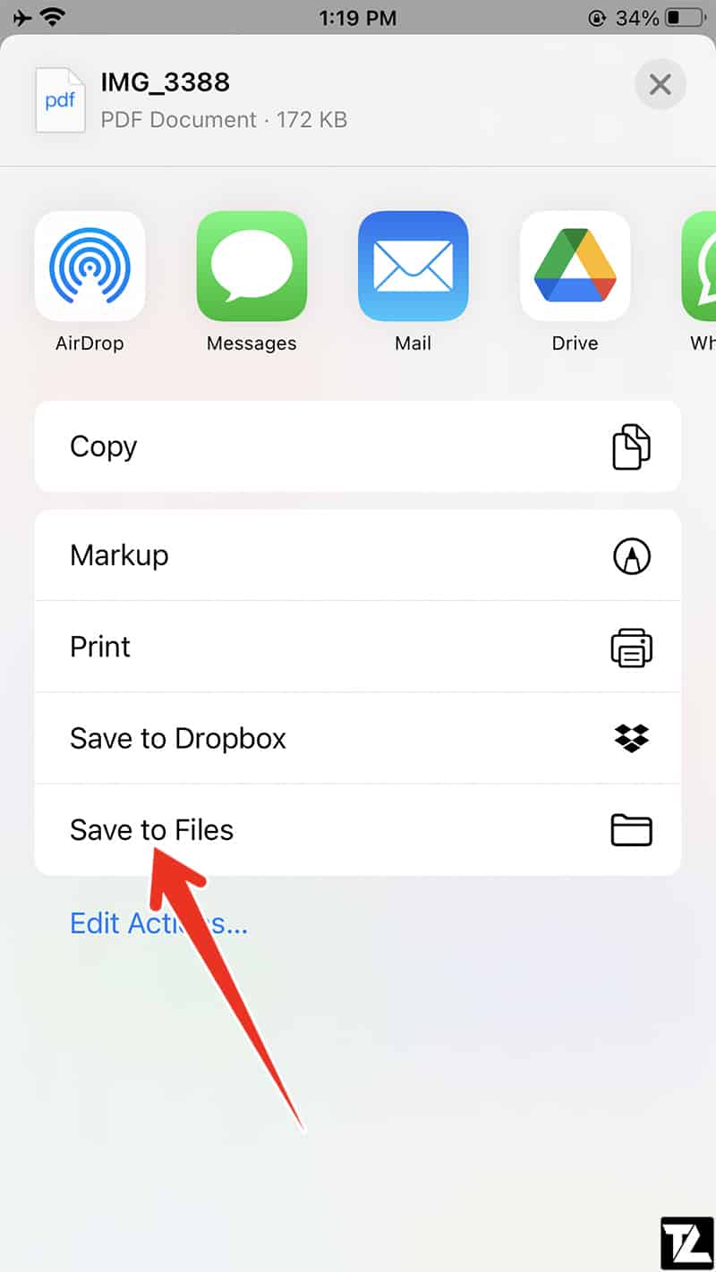 iOS share PDF Save to Files
